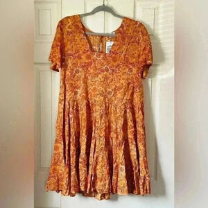 Patrons of Peace NWT Toluca Tiered Orange Paisley Peasant Toluca M